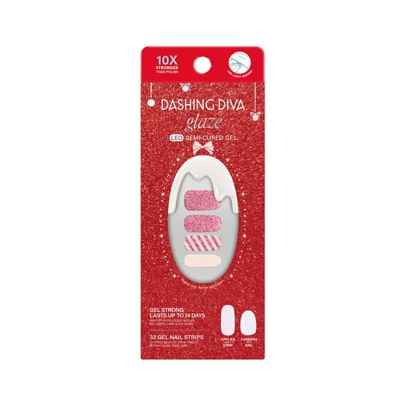 Dashing Diva GLAZE DESIGN, Semi-Cured Gel Nail Polish Stickers, A Rose Holiday, Includes 32 Strips