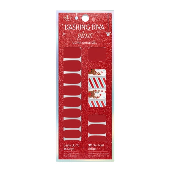 Dashing Diva GLOSS, Gel Nail Polish Strips, Santa's Helper, Includes 32 strips