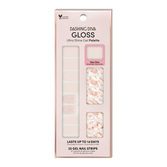 Dashing Diva GLOSS Gel Nail Polish Strips, Crystal Clear, Includes 32 Strips