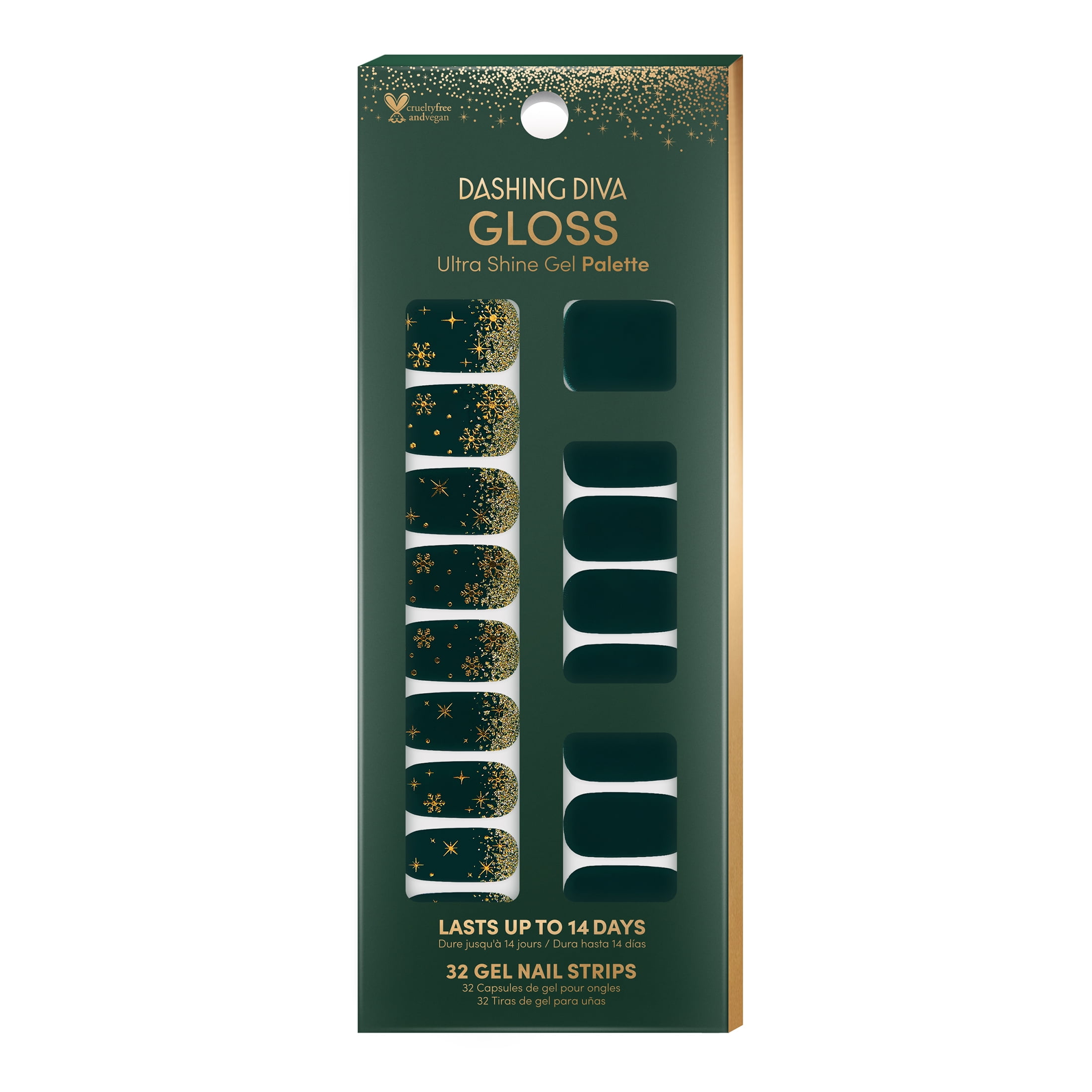 Dashing Diva GLOSS Ultra Shine Gel Palette, Deck the Halls, Holiday Collection, 32ct, Nail Strips