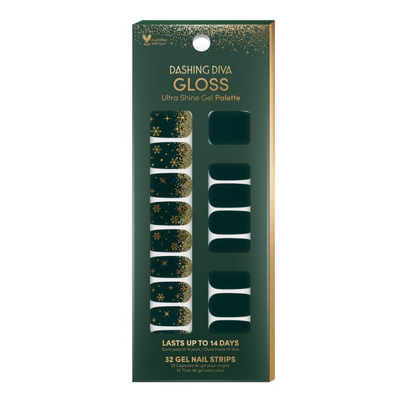 Dashing Diva GLOSS Ultra Shine Gel Palette, Deck the Halls, Holiday Collection, 32ct, Nail Strips