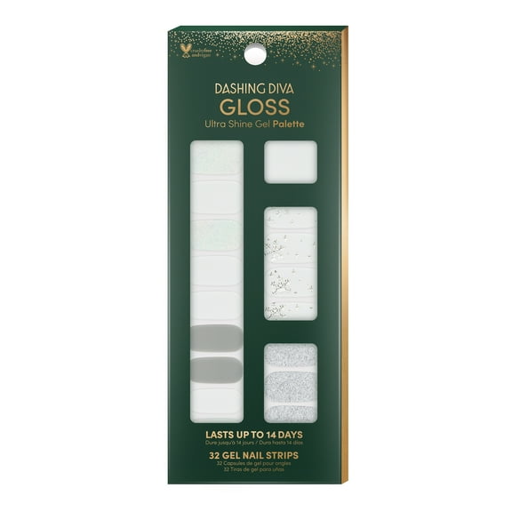 Dashing Diva GLOSS Ultra Shine Gel Palette, Frosted Skates, Holiday Collection, 32ct, Nail Strips