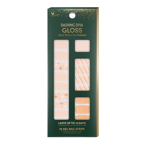 Dashing Diva GLOSS Ultra Shine Gel Palette, Holiday Hideaway, Holiday Collection, 32ct, Nail Strips