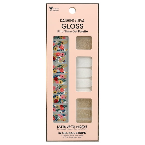 Dashing Diva GLOSS Gel Nail Polish Strips, Wallflower Frenzy, Includes 32 Strips
