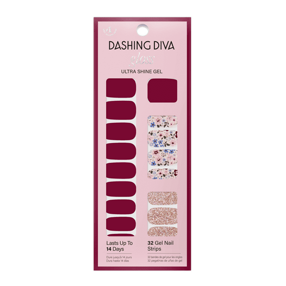 Dashing Diva GLOSS Gel Nail Polish Strips, Wild Flower, Includes 32 Strips