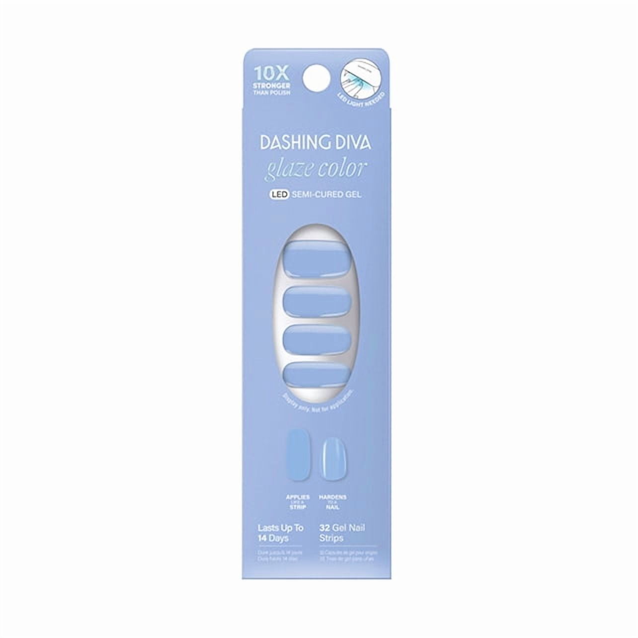 Dashing Diva Glaze Color Semi-Cured Gel Strips, Birdie, 32 Count