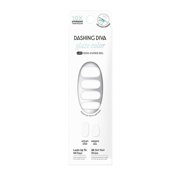 Dashing Diva Glaze Color Semi-Cured Gel Strips, Daikon, 32 Count