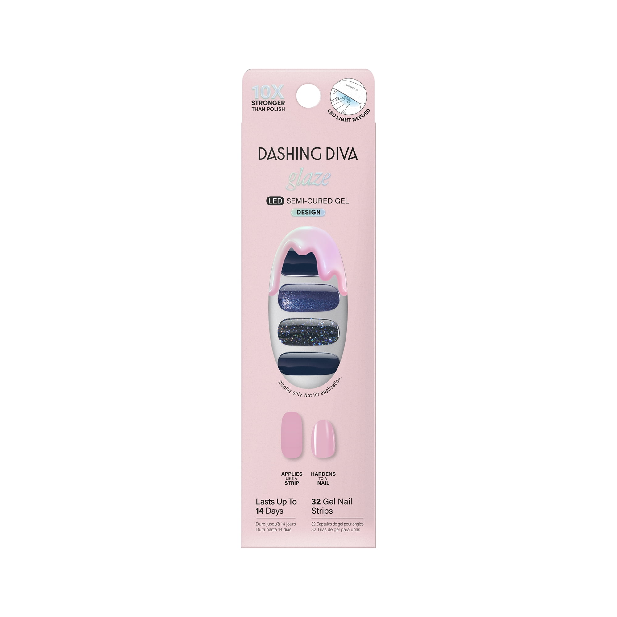 Dashing Diva Glaze Effects Semi-Cured Gel Nail Art Strips, Sapph-Fired Up, 32 Count