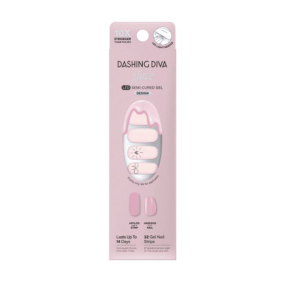 Dashing Diva Glaze Effects Semi-Cured Gel Strips, Just Put a Bow On It, 32 Count