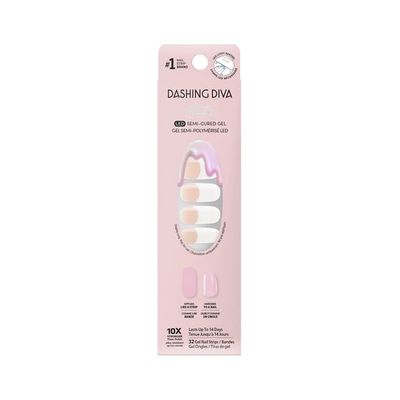 Dashing Diva Glaze French, Semi-Cured Gel Nail Art Strips, Old School (Standard), 32 Count