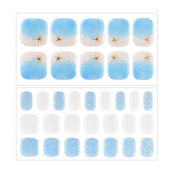 Dashing Diva Glaze Pedicure Nail Strips - Blue Starfish | with Any LED Nail Lamp | Long Lasting, Chip Resistant, Semicured Gel Nail Strips | Contains 34 Salon Quality Nail Wraps, 1 Nail File ALT2