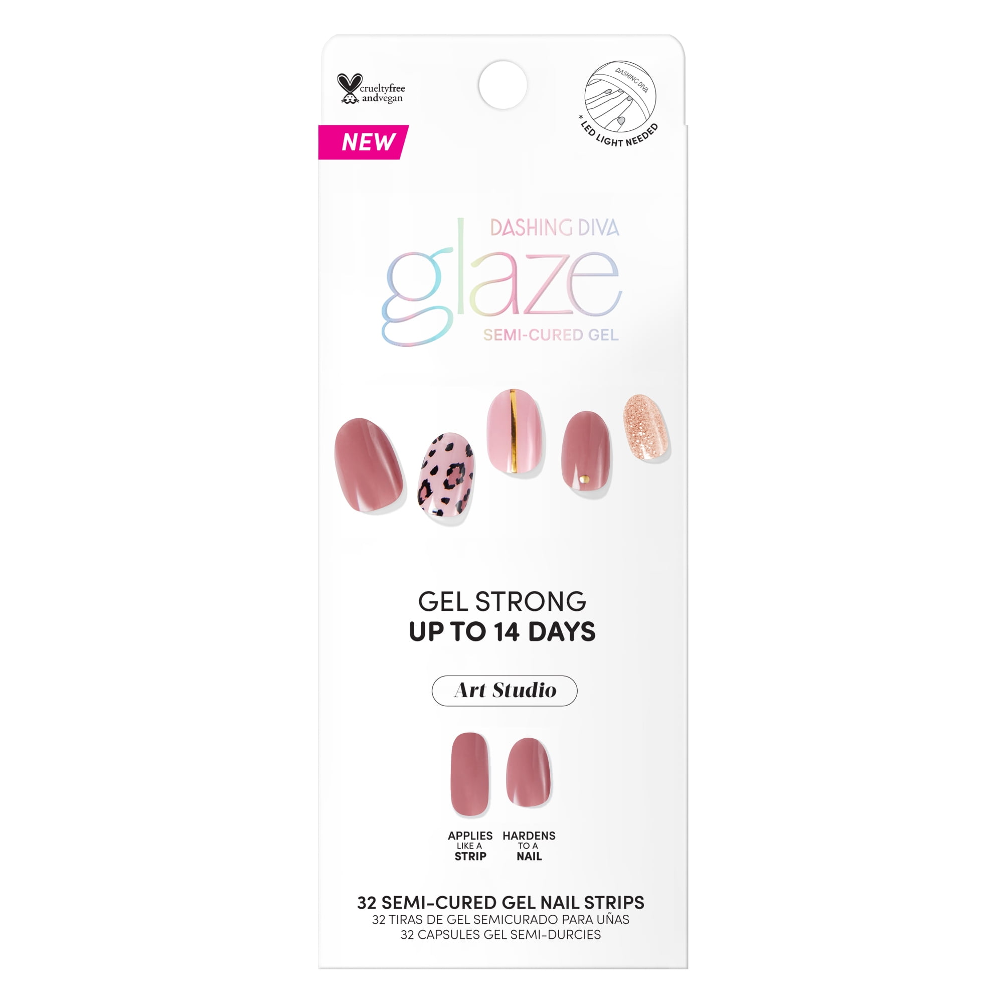 Dashing Diva Glaze SemiCured Gel Nail Art, Cheerful Cheetah, 32ct