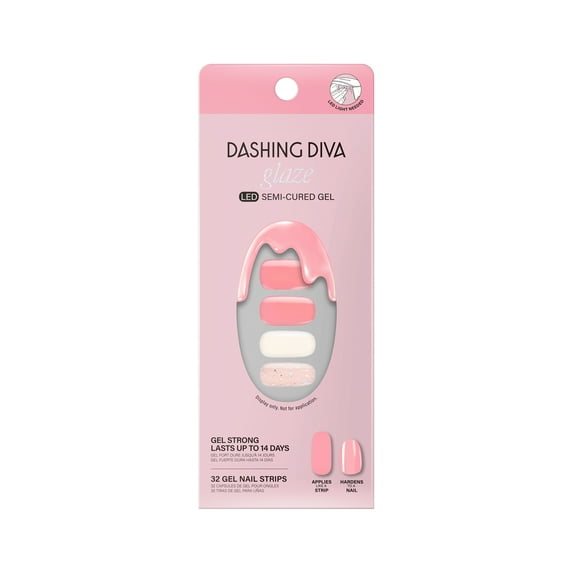 Dashing Diva Glaze Semi-Cured Gel Nail Art, Flower Rain, 32ct, Nail Art Stickers