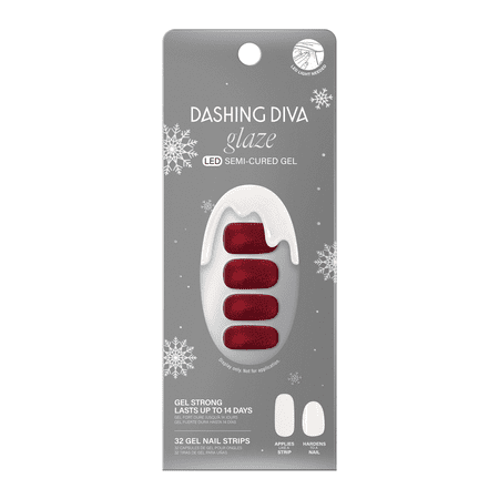 Dashing Diva Glaze Semi-Cured Gel Nail Art, Ruby Red Apple, 32 ct