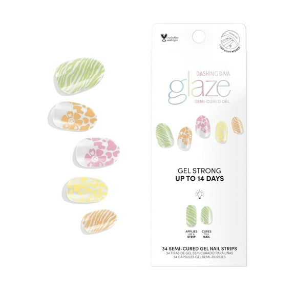 Dashing Diva Glaze Semi-Cured Gel Nail Art, Wild Thang, 32ct