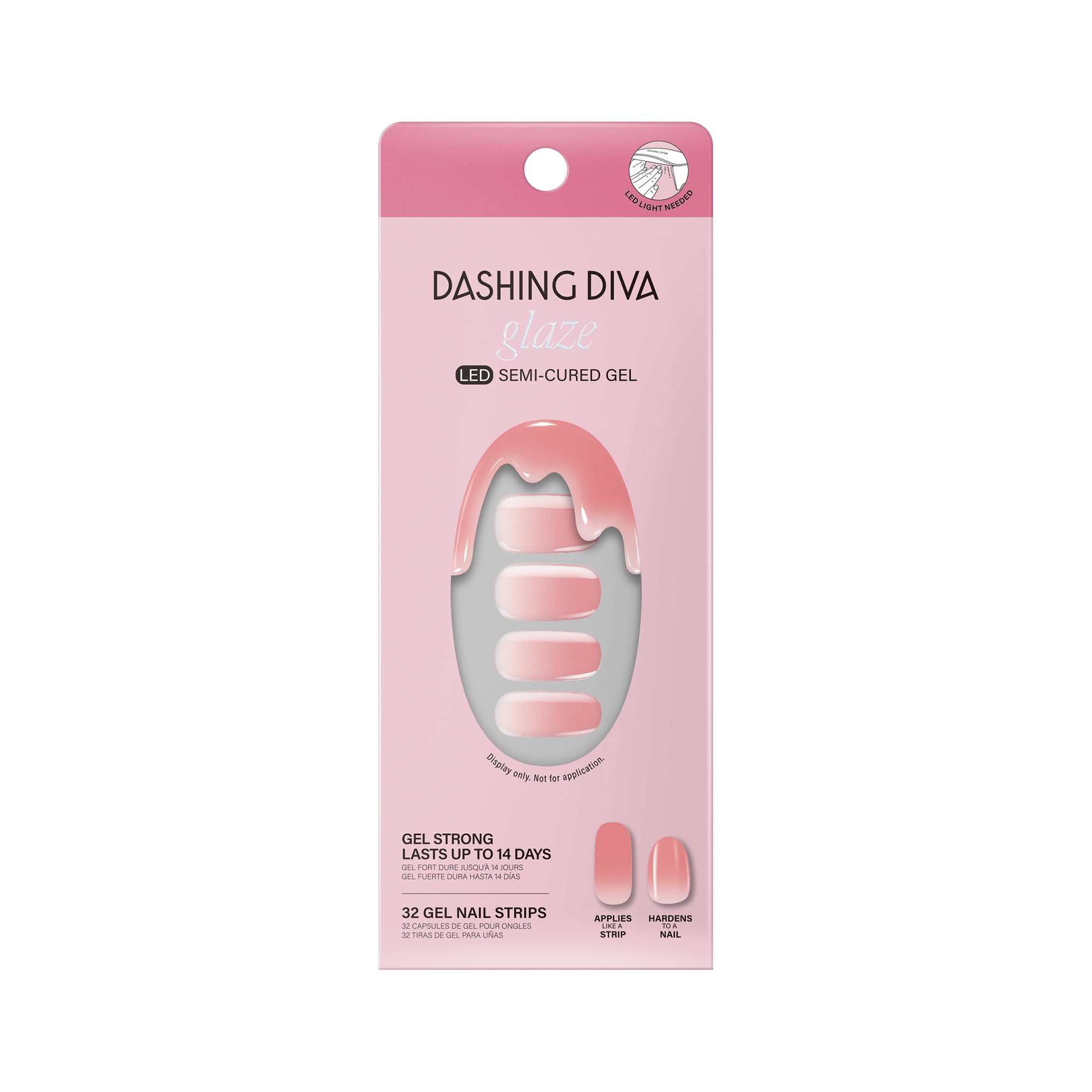 Dashing Diva Glaze Semi-Cured Gel Nails, Rosewater Glam, 32 Count