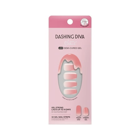 Dashing Diva Glaze Semi-Cured Gel Nails, Rosewater Glam, 32 Count