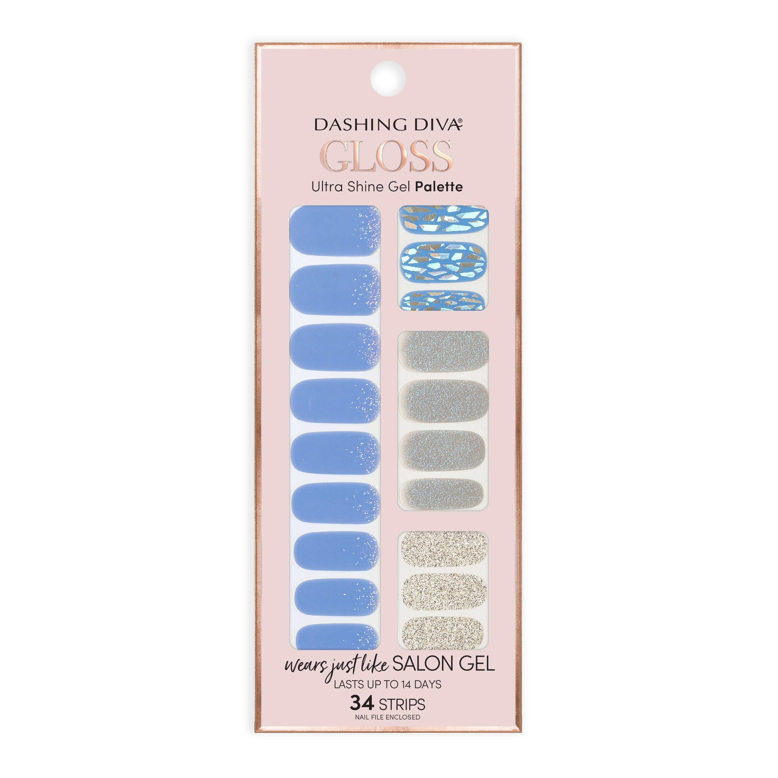 Dashing Diva Gloss Gel Nail Polish Strips, Nirvana, 34 Count, Blue