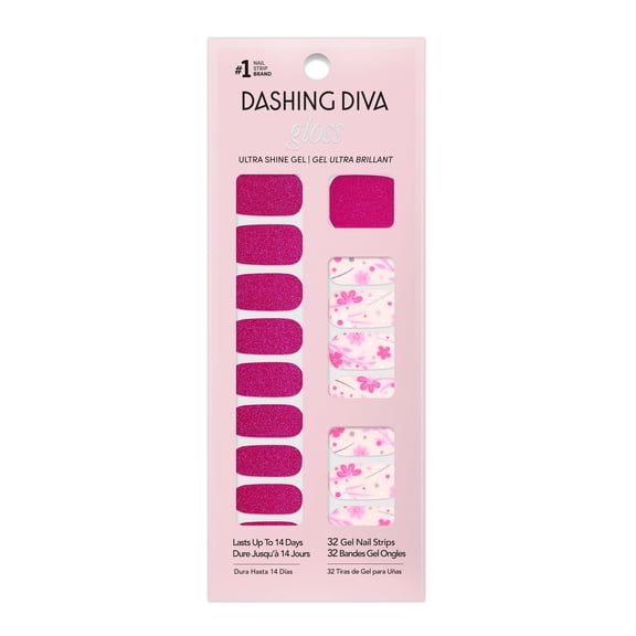 Dashing Diva Gloss Gel Nail Strips, Fleur Flair, 32 Count
