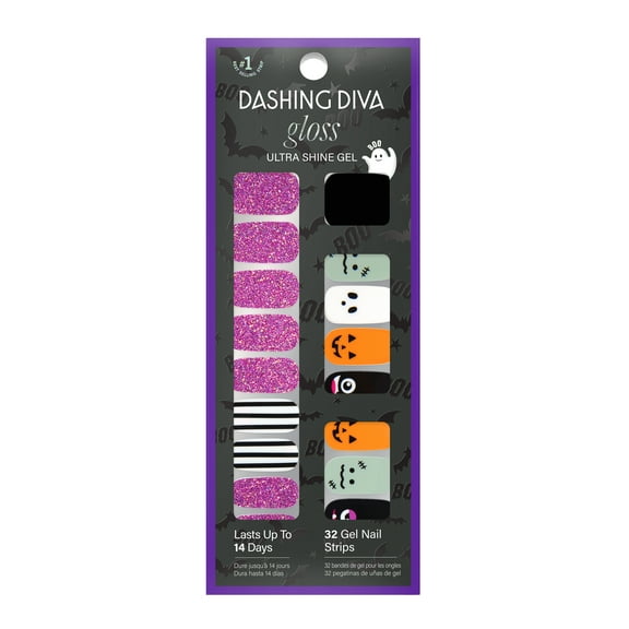 Dashing Diva Gloss Gel Nail Strips, Monster League, 32 Count