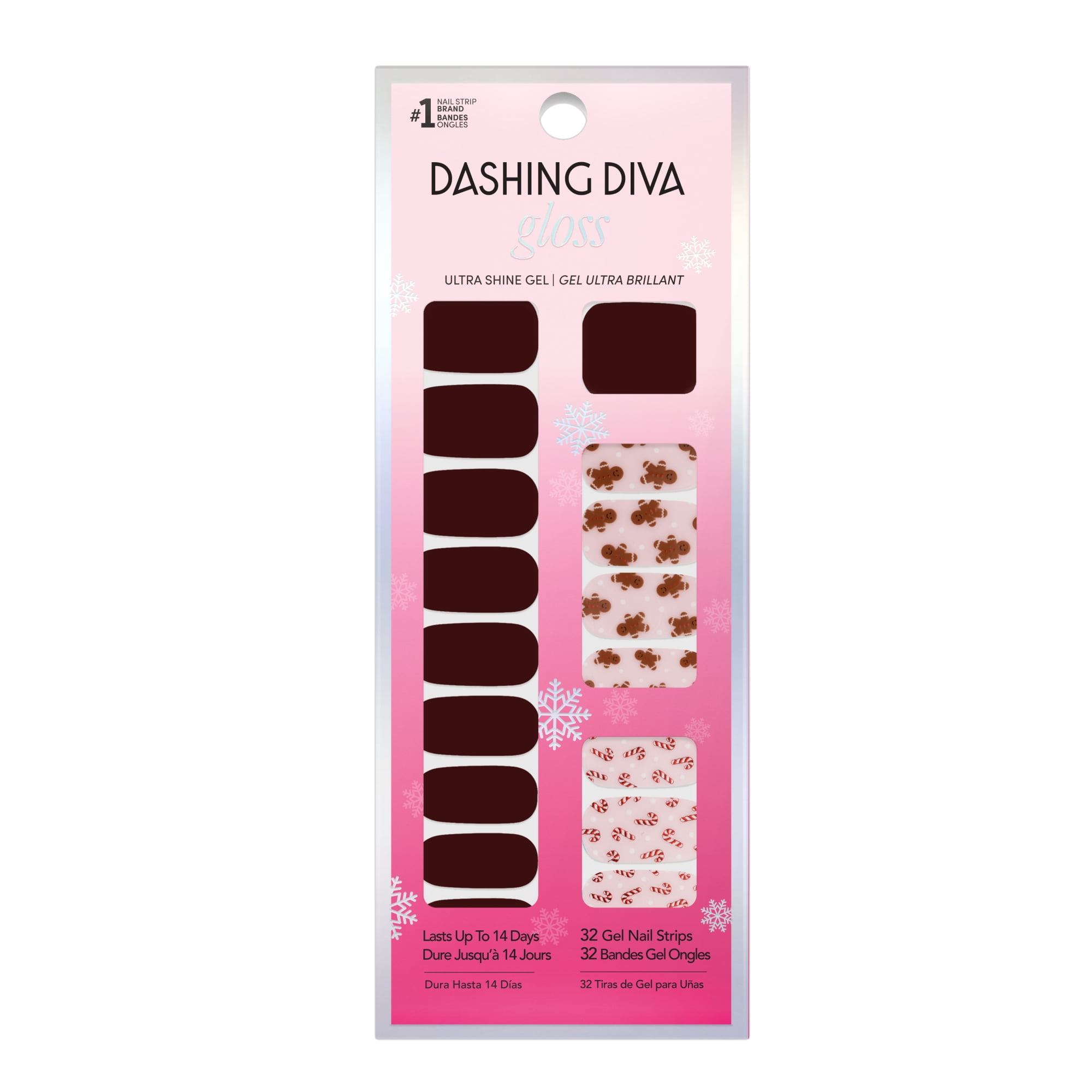 Dashing Diva Gloss Gel Nail Strips, Sugar & Spice, 32 Count