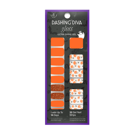 Dashing Diva Gloss Gel Nail Strips, The Great Pumpkin, 32 Count