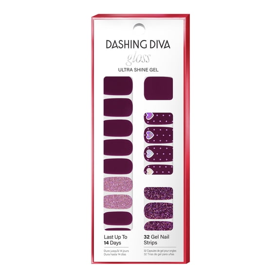 Dashing Diva Gloss Ultra Shine Gel Nail Stickers Strips, Innocent Flirting, 32 Count