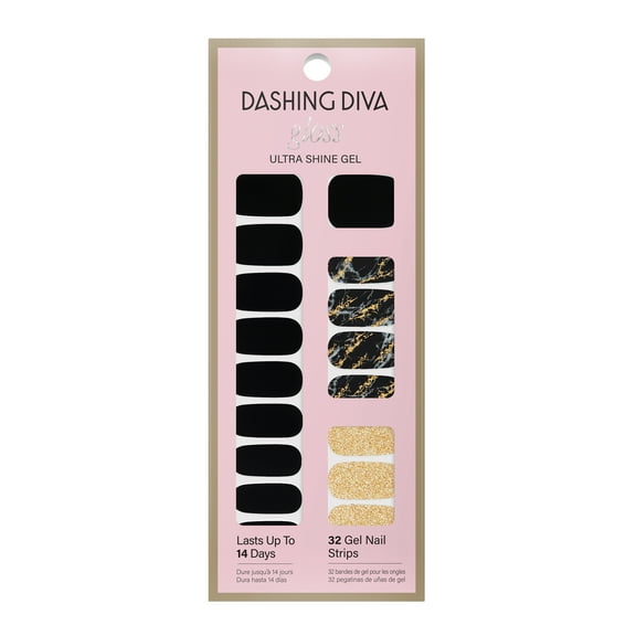 Dashing Diva GLOSS Gel Nail Polish Strips, Black Obsidian, Includes 32 Strips
