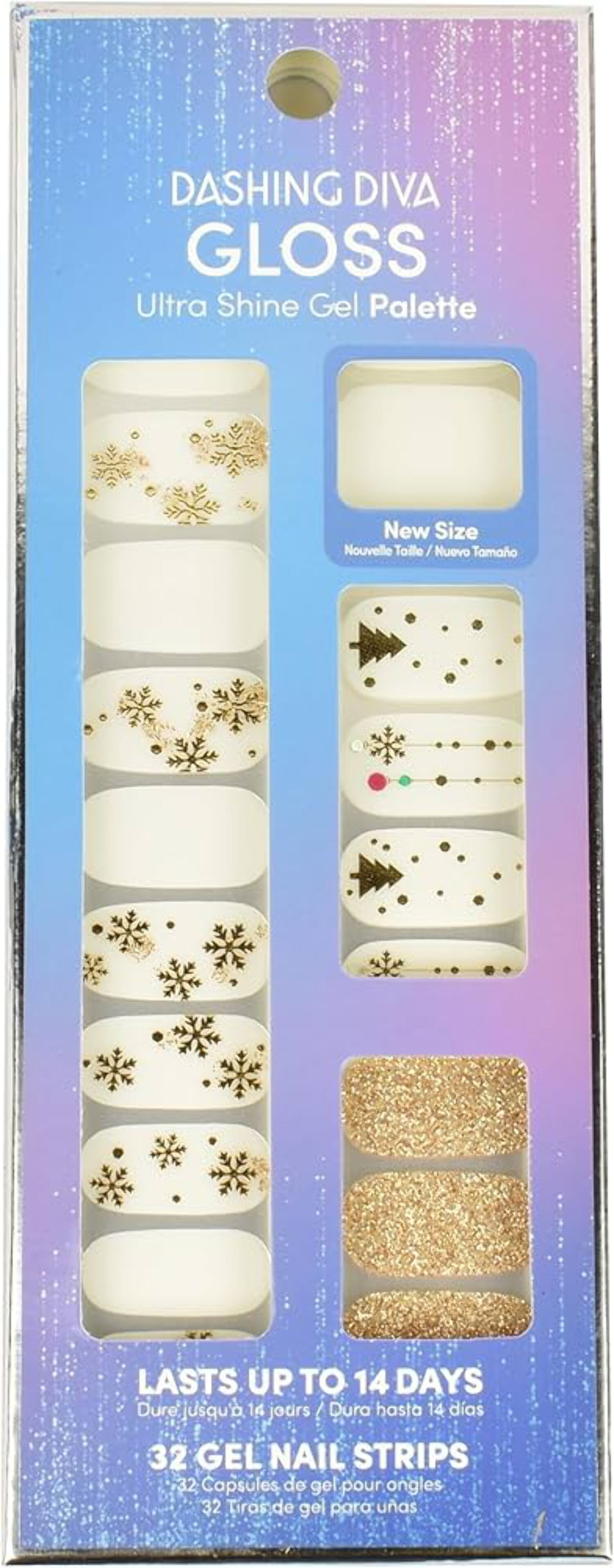Dashing Diva Christmas Gloss Gel Nail Strips, Yuletide Cheer White ...
