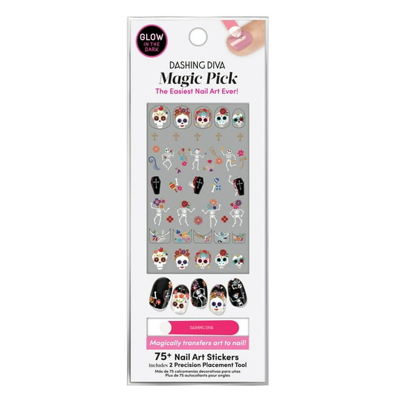 Dashing Diva Halloween Magic Pick 3D Nail Art Stickers, Sugar Skulls, 75ct