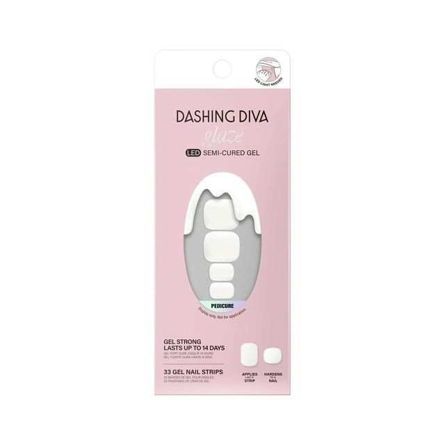 Dashing Diva LED Glaze Semi-Cured Gel Pedicure Strips, Gel Nail