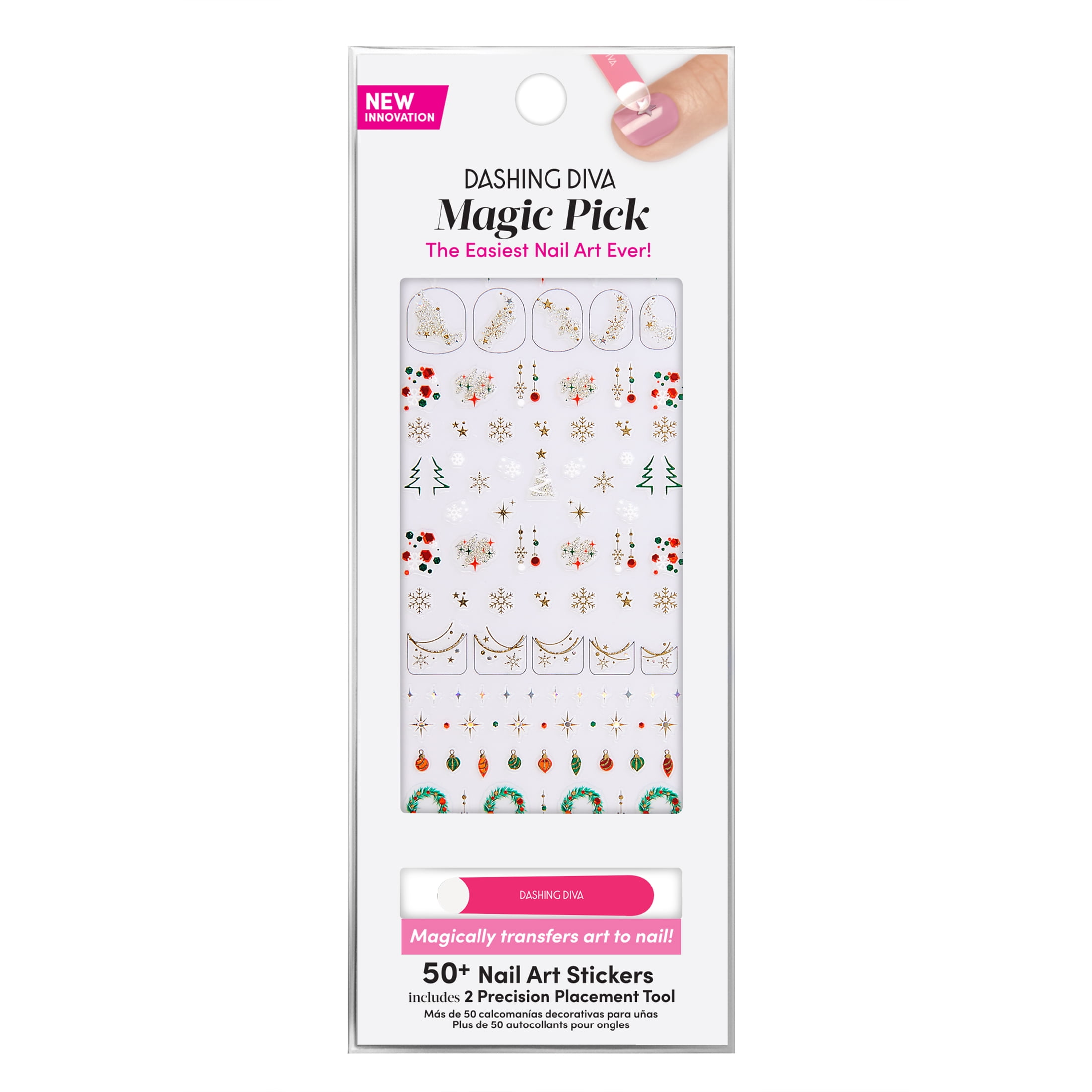 Dashing Diva Magic Pick Nail Art Stickers, Jingle Bells, Holiday