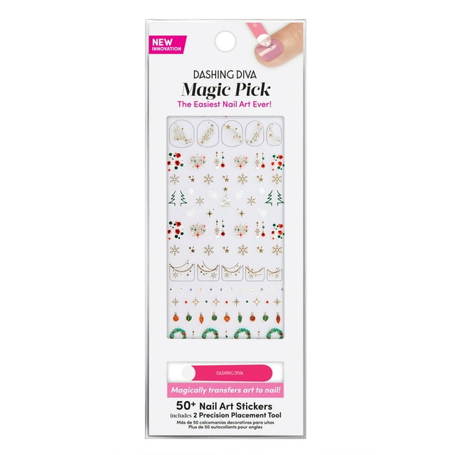 Dashing Diva Magic Pick Nail Art Stickers, Jingle Bells, Holiday