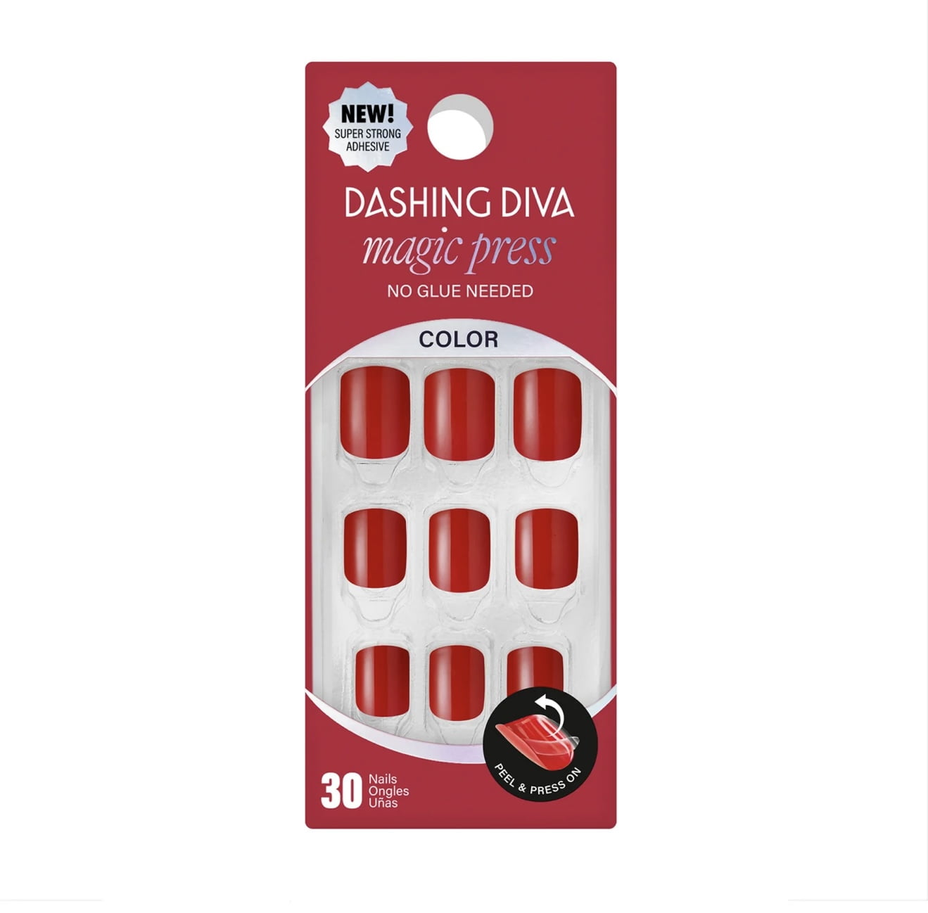 Dashing Diva Magic Press Nails - PO173 Cherry Popsicle Press on Nails Long Gel Nails Lasts Up to 7 Days Contains 30 Stick On Nails, 1 Prep Pad, 1 File Long Stiletto Barely Bougie