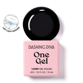 Dashing Diva ONE GEL COLOR, Starter Kit with LED Lamp, and Gel Nail Polish, Real Black, 1 10ml / 0.33 oz