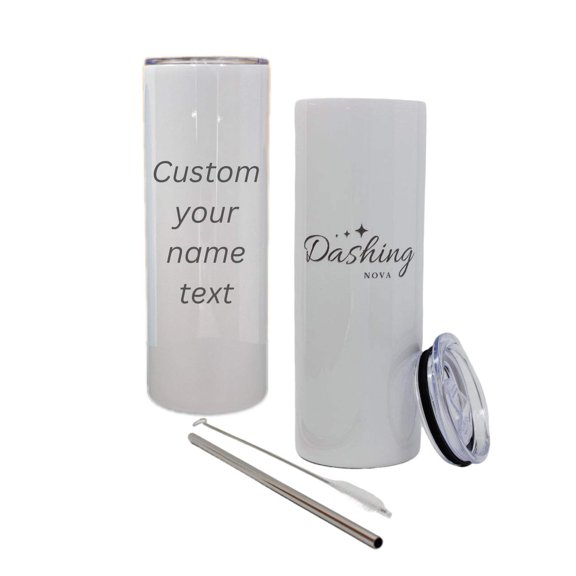 Dashing Nova 20 oz Slim Stainless Steel Customize Name Tumbler with Straw Cleaning Brush