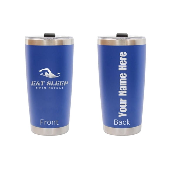 Dashing Nova Personalized Custom Name Tumbler, 20 oz, Blue, Swimmer Motivation, Stainless Steel Water Bottle