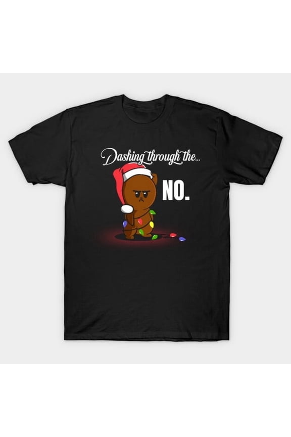 Dashing Through The No Grumpy Christmas Funny Holiday Cat Design, H6465 T-Shirt, for Men and Women, Up to Size 5XL