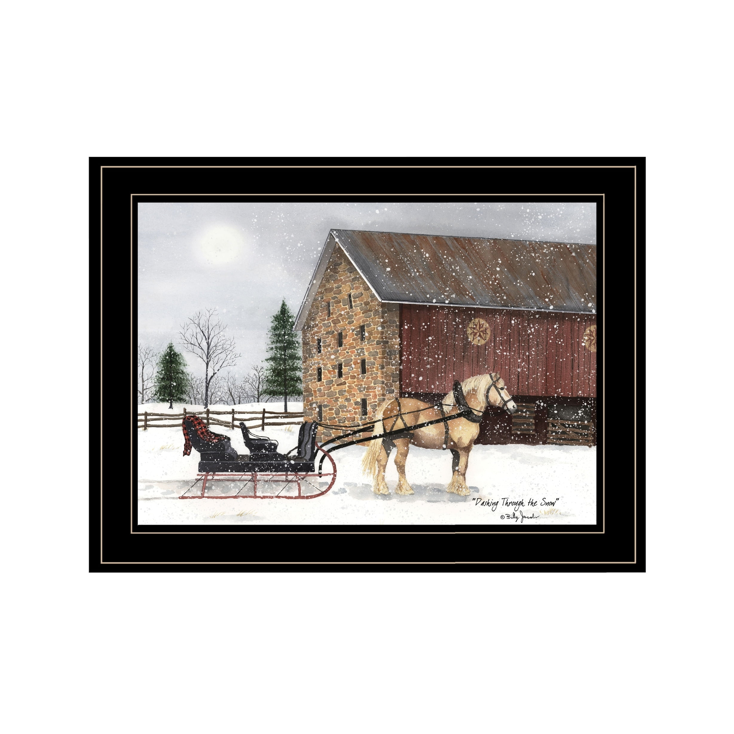 Dashing Through The Snow 19" x 15" Framed Print in Winter Colors