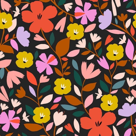 Dashwood Studio Bold & Bloom Rayon Challis Fabric Multicoloured - per yard