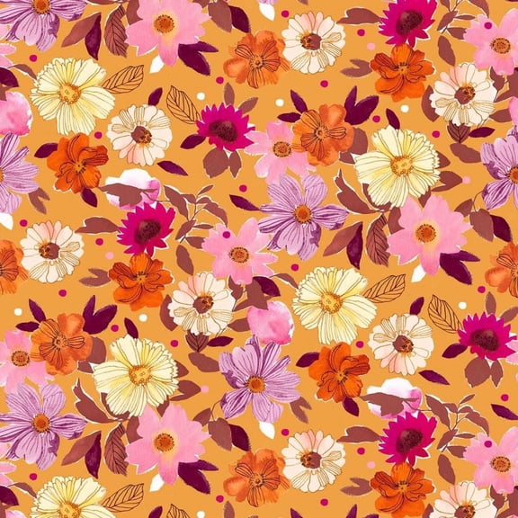 Dashwood Studio Flora Rayon Challis Fabric Amber - per yard