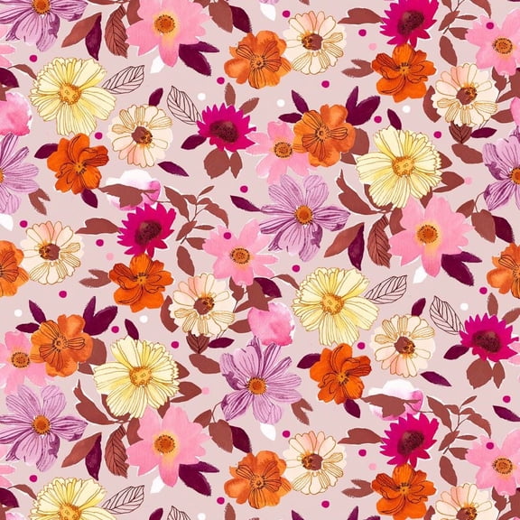 Dashwood Studio Flora Rayon Challis Fabric Pink - per yard