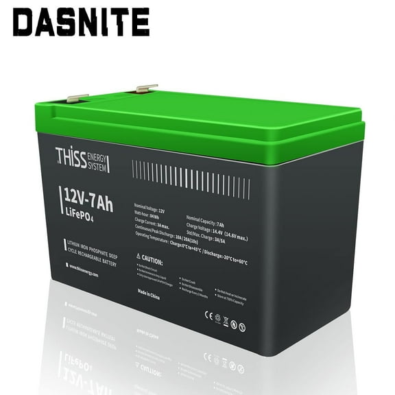 Dasnite 7Ah LiFePO4 Battery 12V Cycle Maintenance Free Home Energy Storage Battery Lot A