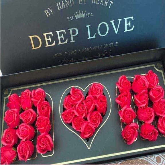 Dasoch I Love You Flower Box- Mothers Day Gift - Artificial Soap Flowers Gift Box -Red