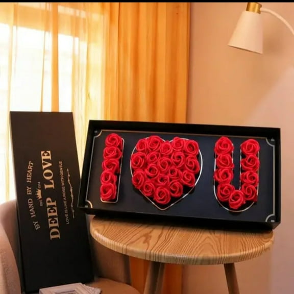 Dasoch I Love You Flower Box- Valentine Gift-Birthday Gift - Artificial Soap Flowers Gift Box -Red