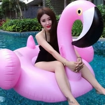 Dasoch Inflatable Flamingo Pool Float Ride-on Swimming Float-Pink