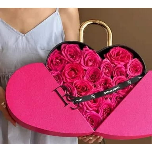 Dasoch Luxury Heart-Shaped Artificial Soap Flower Bouquet Valentine Gift- Long-Lasting Gift for Weddings, Anniversaries, Birthdays & Valentine’s Day -Decorative Roses