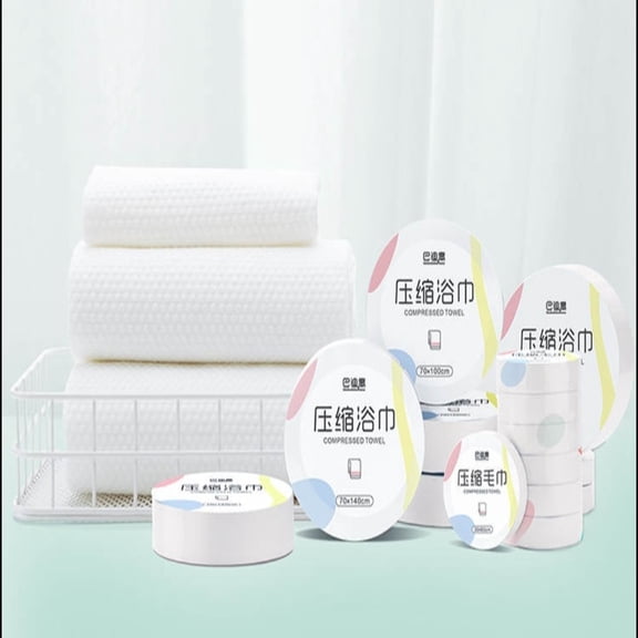 Dasoch Portable Cotton Disposable Compressed Washcloths, White