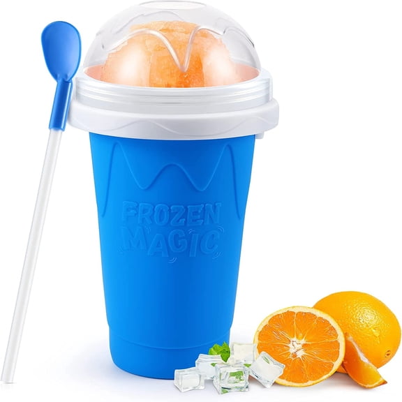 Dasoch  Quick Frozen Magic Slushy Maker Cup, Homemade Squeeze Slushy Maker Cup, Large -11ozBlue