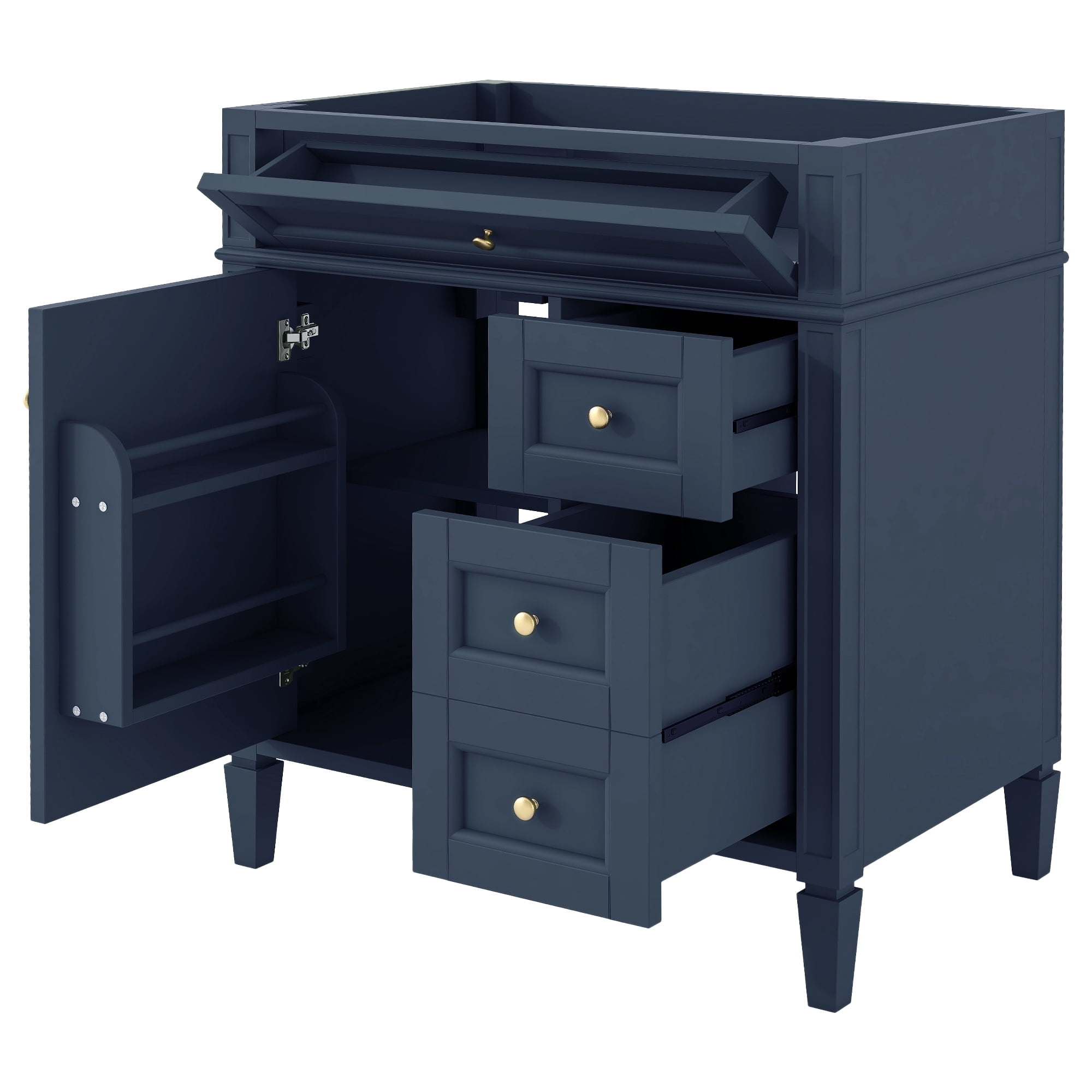 Dasun 30'' Blue MDF and Solid Wood Bathroom Vanity Cabinet